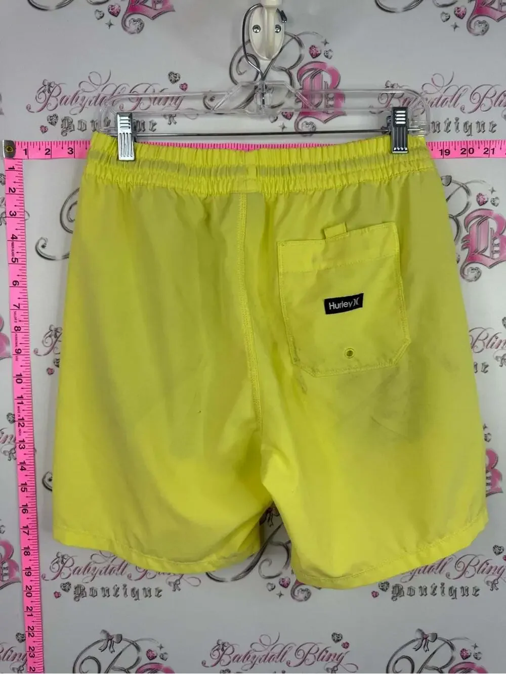Hurley board shorts Yellow Men's Swim Board Shorts with Black Drawcords